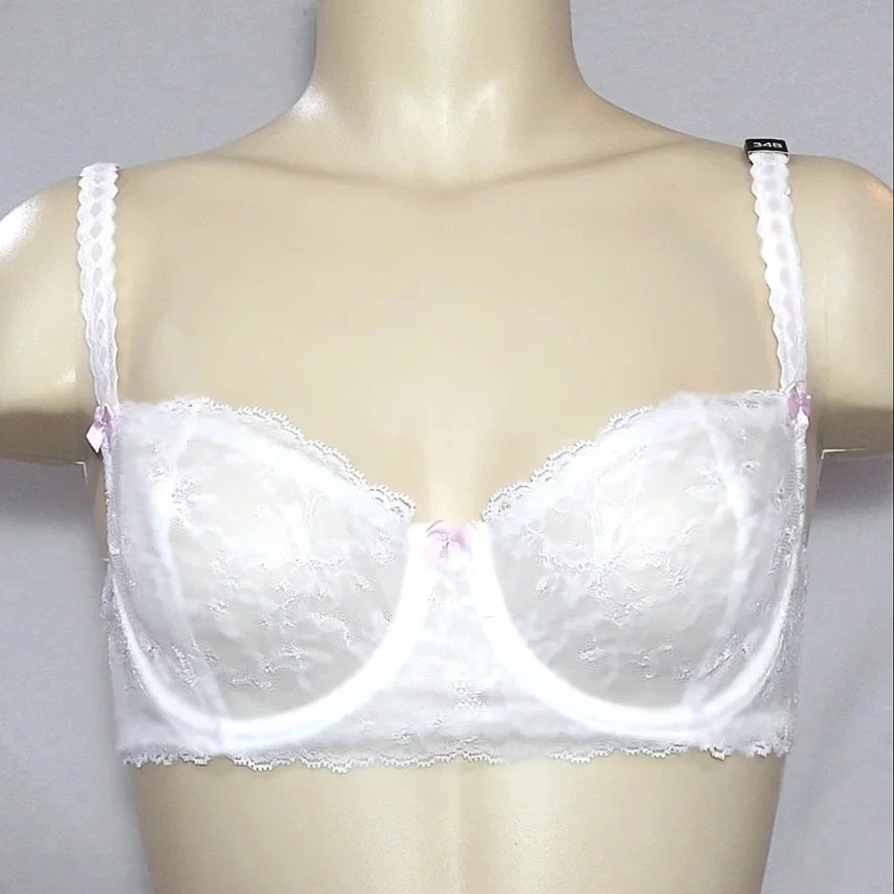 32DD Felina 5894 Harlow Sheer Lace Full Bust Underwire Bra White NWT